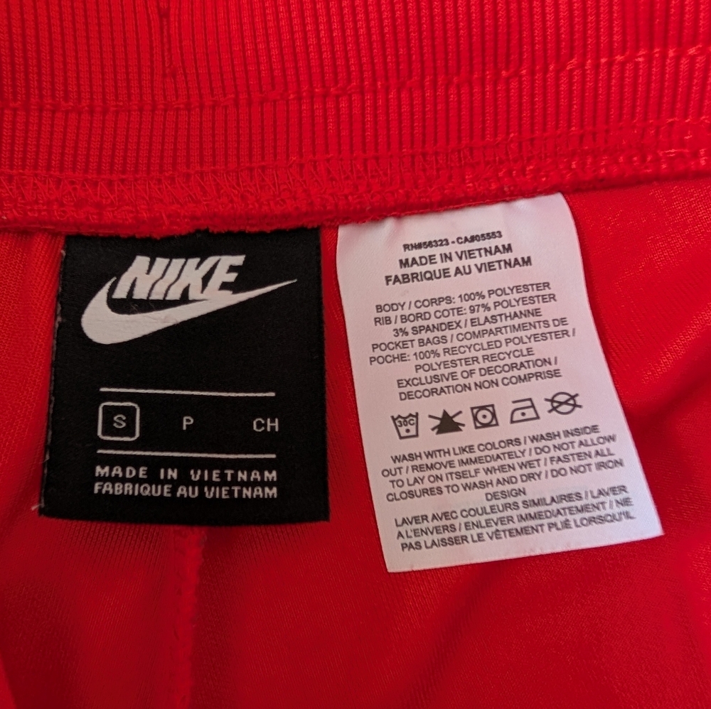 Unique Nike Women's Embroidered Feminine Athleisure Street Track Pants Red S image 4